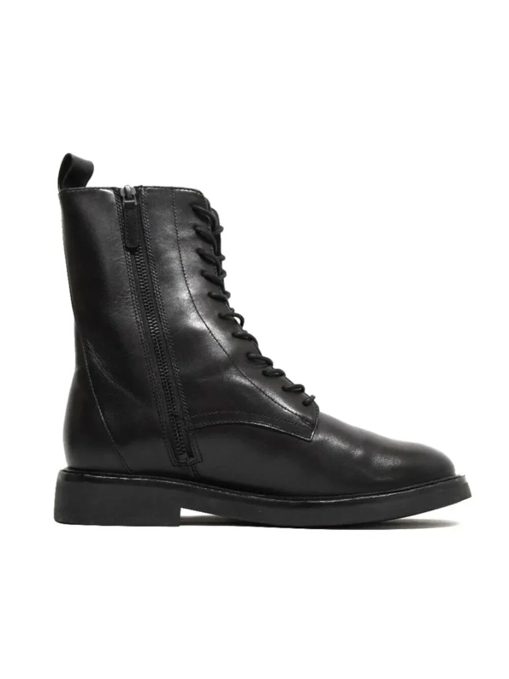 New! Tory Burch Double T Combat Boots Black Leather Size 8.5M DD509A 154336